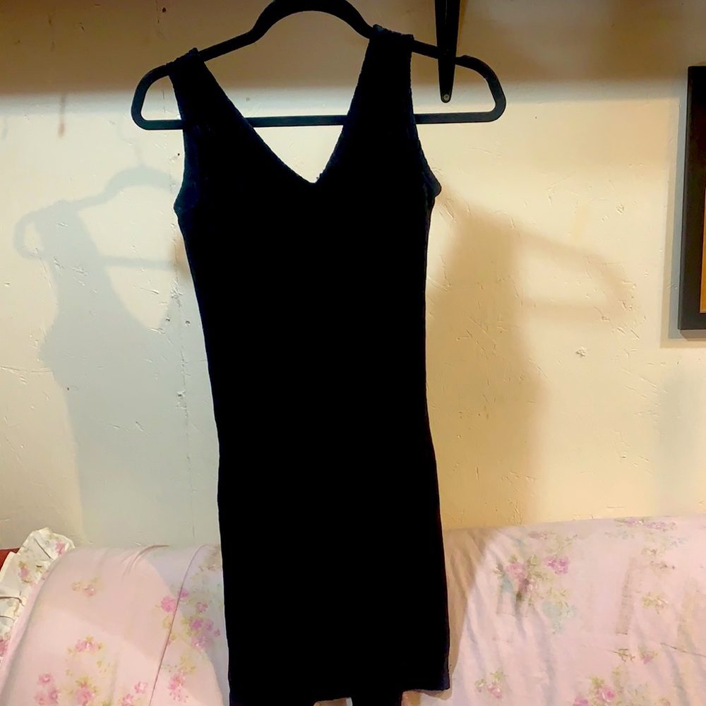 Velour black dress XS